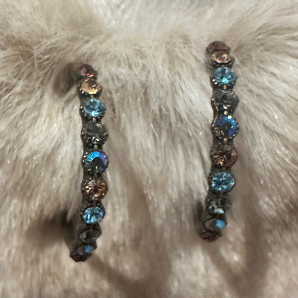 Michal Golan Crystal Embellished Hoop Earrings - Picture 4 of 5